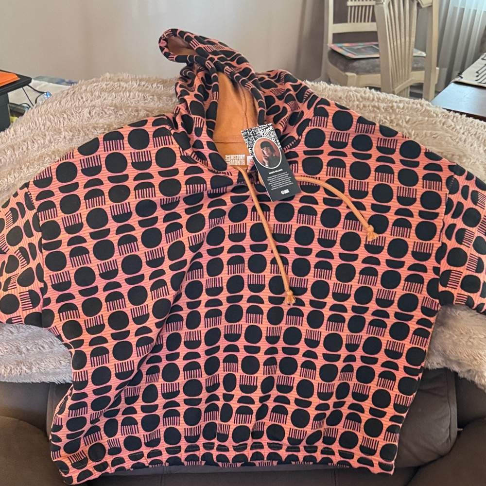 Black History Month black, orange and Pink Geometric Hoodie